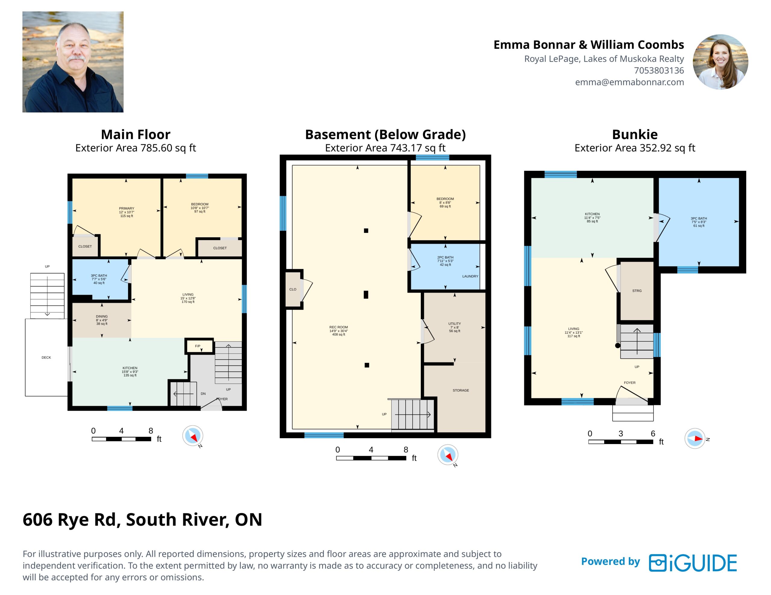 Floor plan of the raised bungalow at 606 Rye Road Lount Township showing main and lower levels
