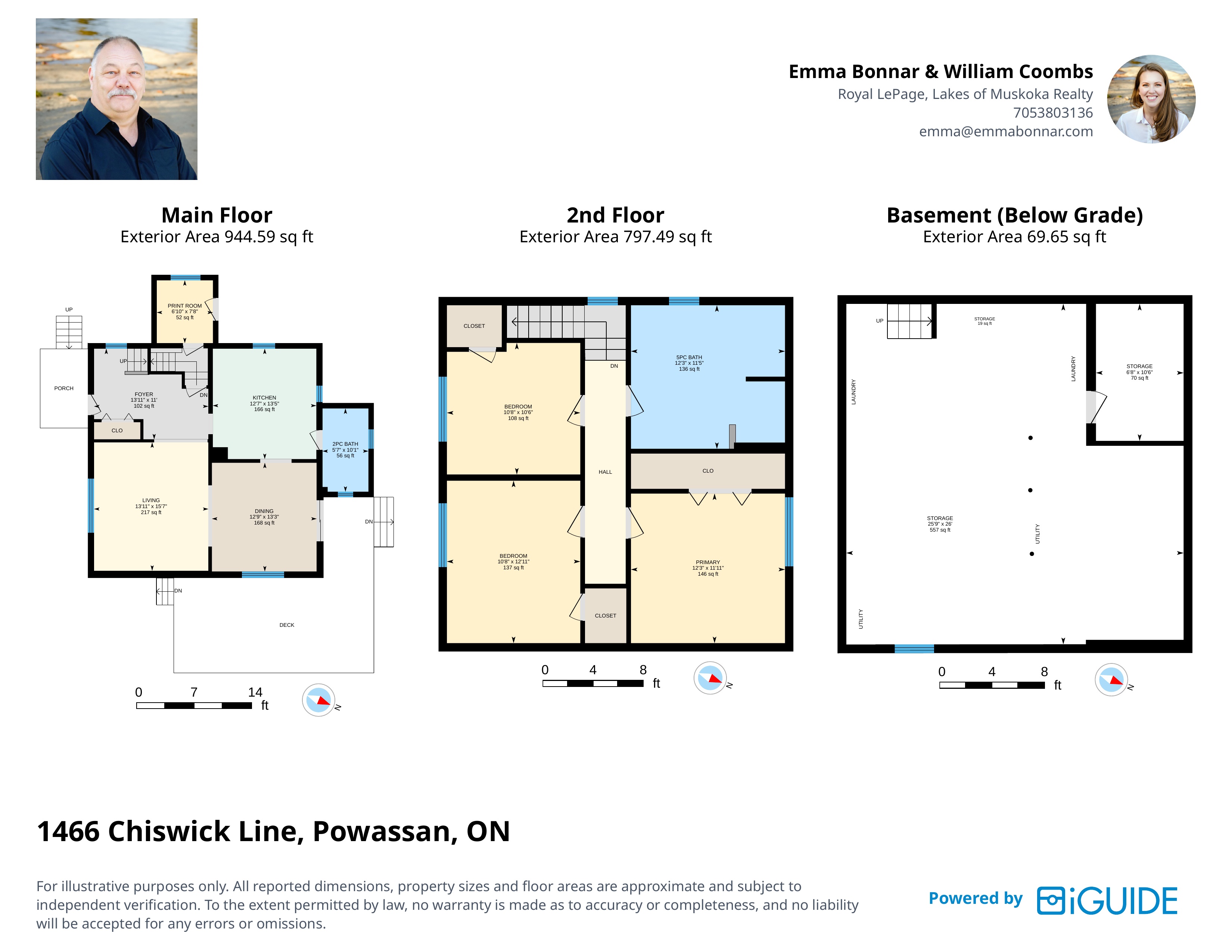 Floor plans for 1466 Chiswick Line Chisholm Township showing main floor second floor and basement