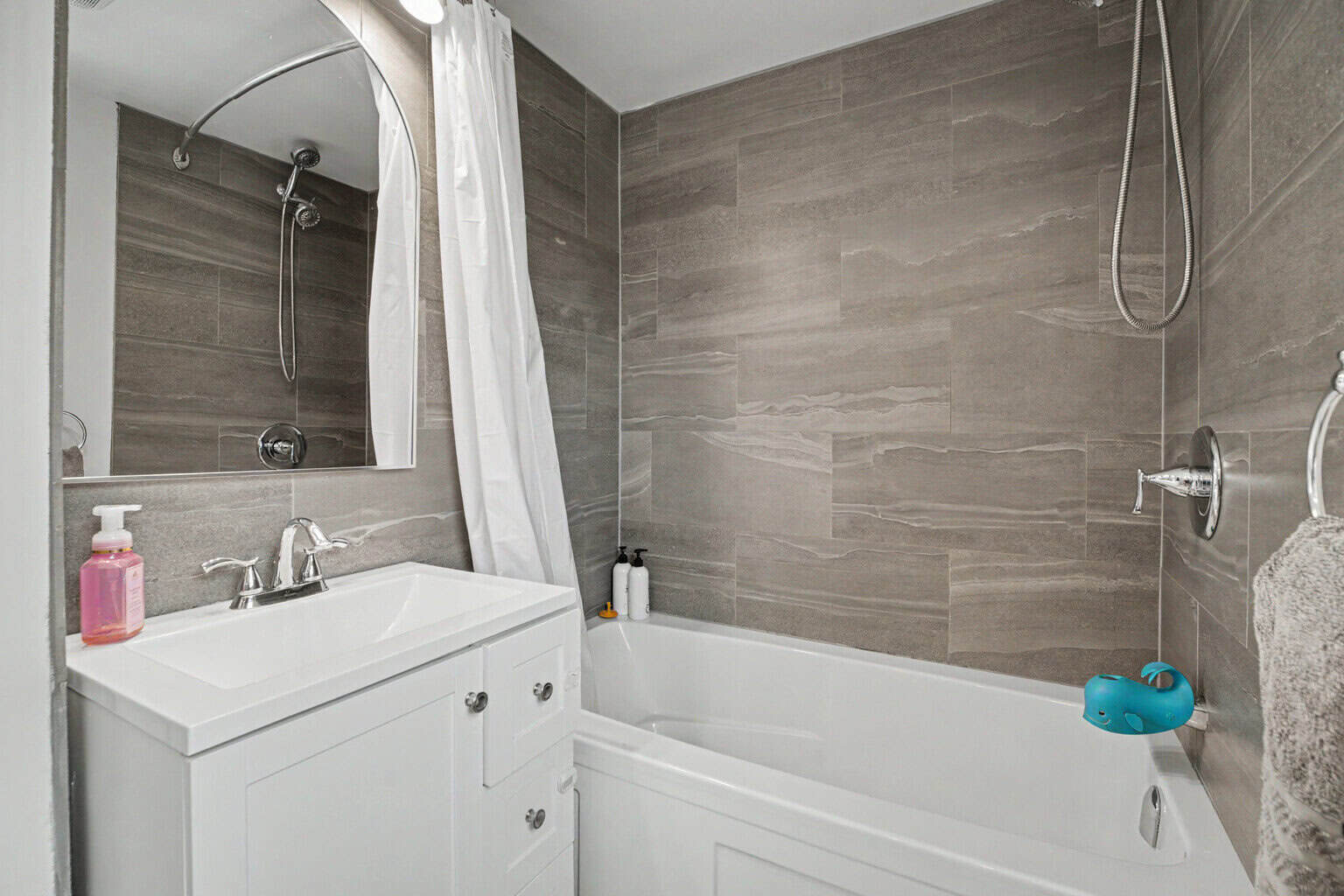 Updated bathroom at 152 Main Street, Burk's Falls, Ontario